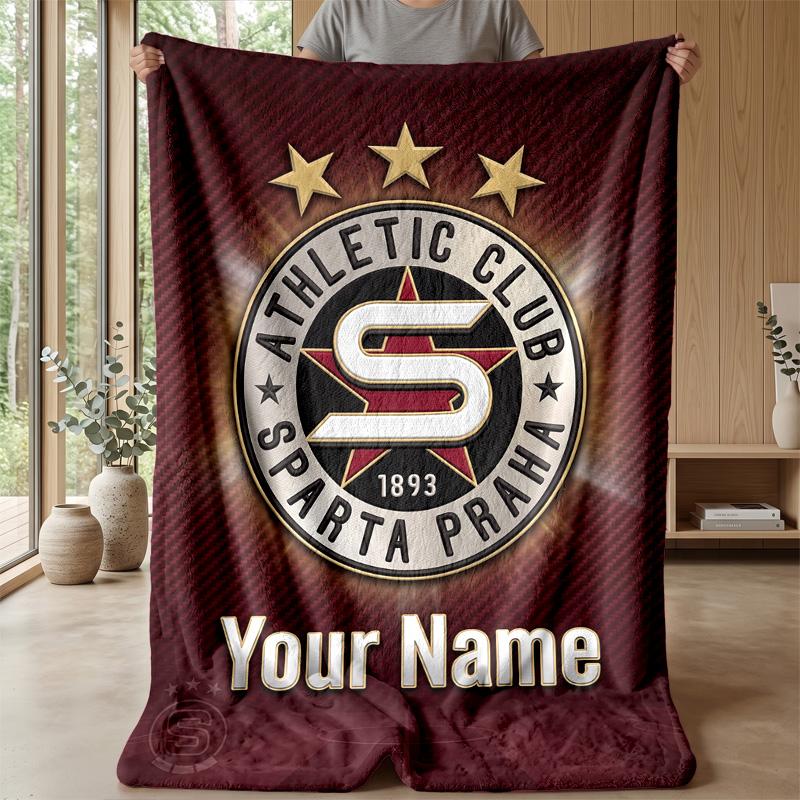 Custom Text Flannel Throw Blanket, Lightweight Cozy Bed Sofa BlanketSparta Prague
