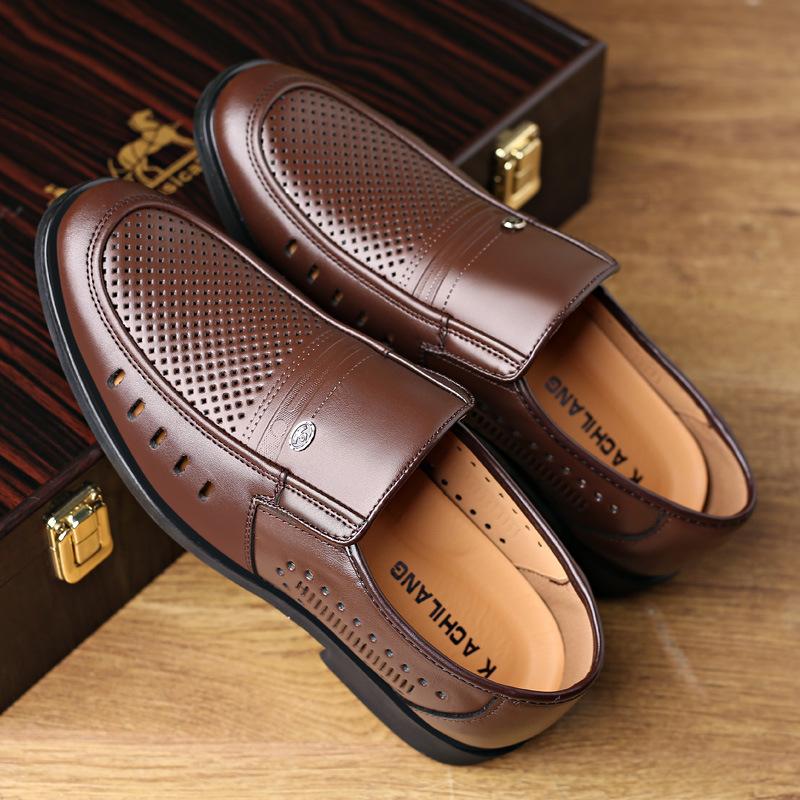 

Manufacturer Sandals Men S Leather Middle-Aged And Elderly Father Shoes Casual Hollow Hole Shoes 48