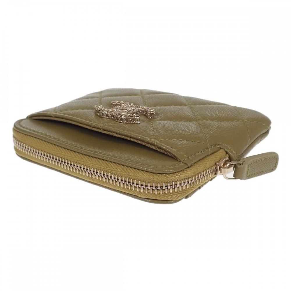 Chanel AP3402 Coin Case Khaki Women