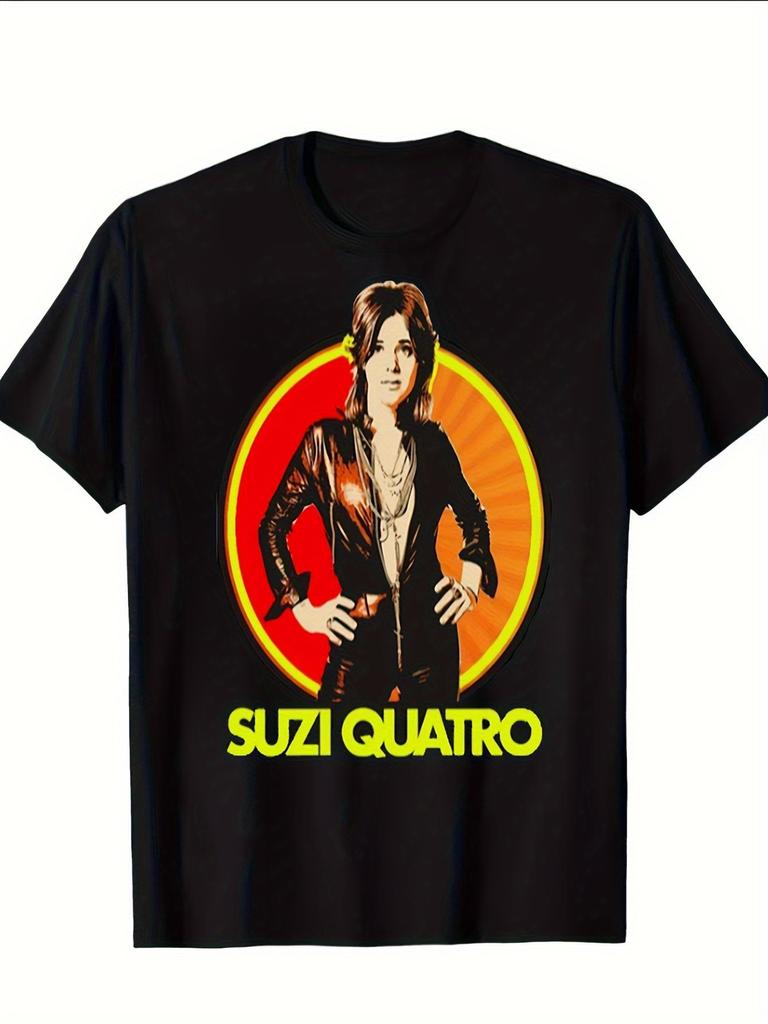 Suzi Quatro Vintage Graphic Tee - Heavyweight Cotton Shirt - Neon Orange Portrait - Loose Fit R