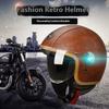 Four Season Universal Classic Retro Leather Electric Bike Motorcycle Helmet Harley Helmet Scooter Men'S And Women'S Half Helmets