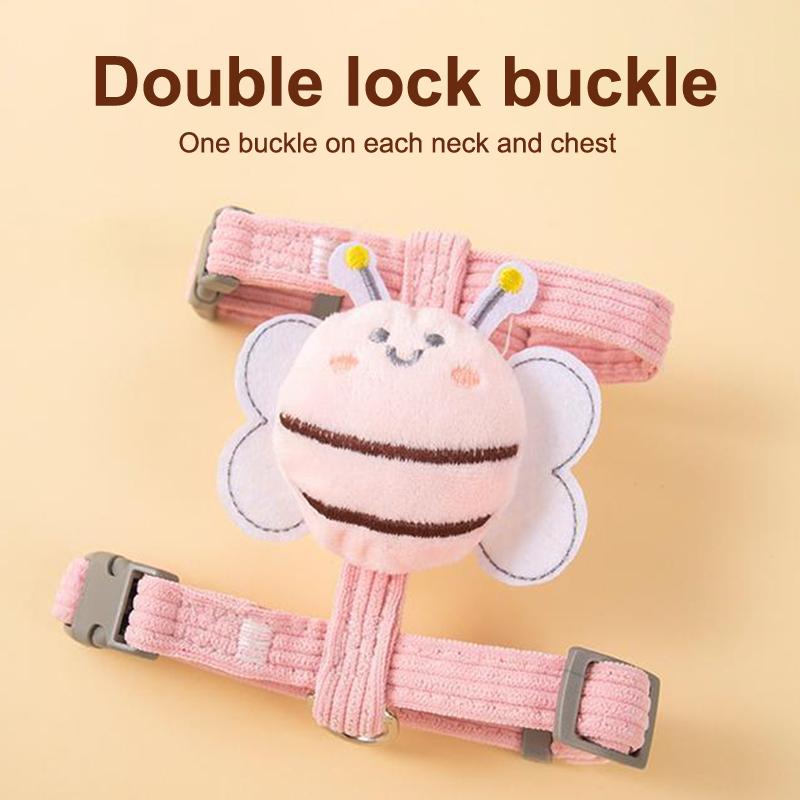 Cat Harness Leash Collar Set Adjustable Cartoon Bee Double Layer Dog Harness For Small Medium Pet Collar Leash Outdoor Walking