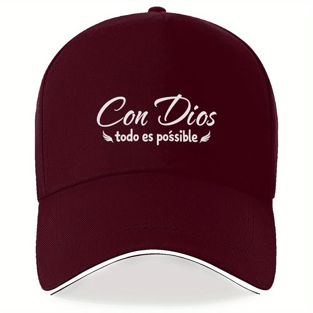 1 Inspirational Baseball Cap in Spanish  Divine Power Anything is Possible with God  Black with White Letters Adjustable Adjustable