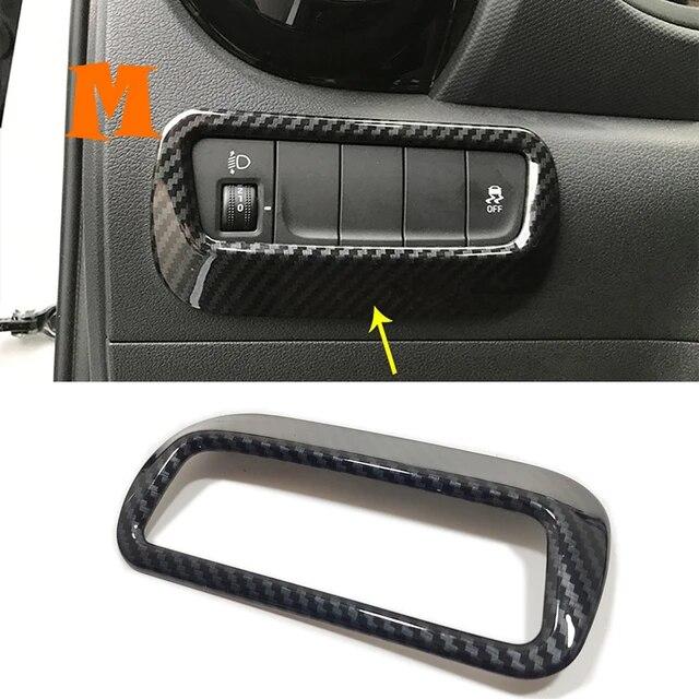 ABS Carbon Fiber for Hyundai Kona Kauai Encino 2017 2018   Car Window Lift Door Armrest Glass Button Switch Accessories