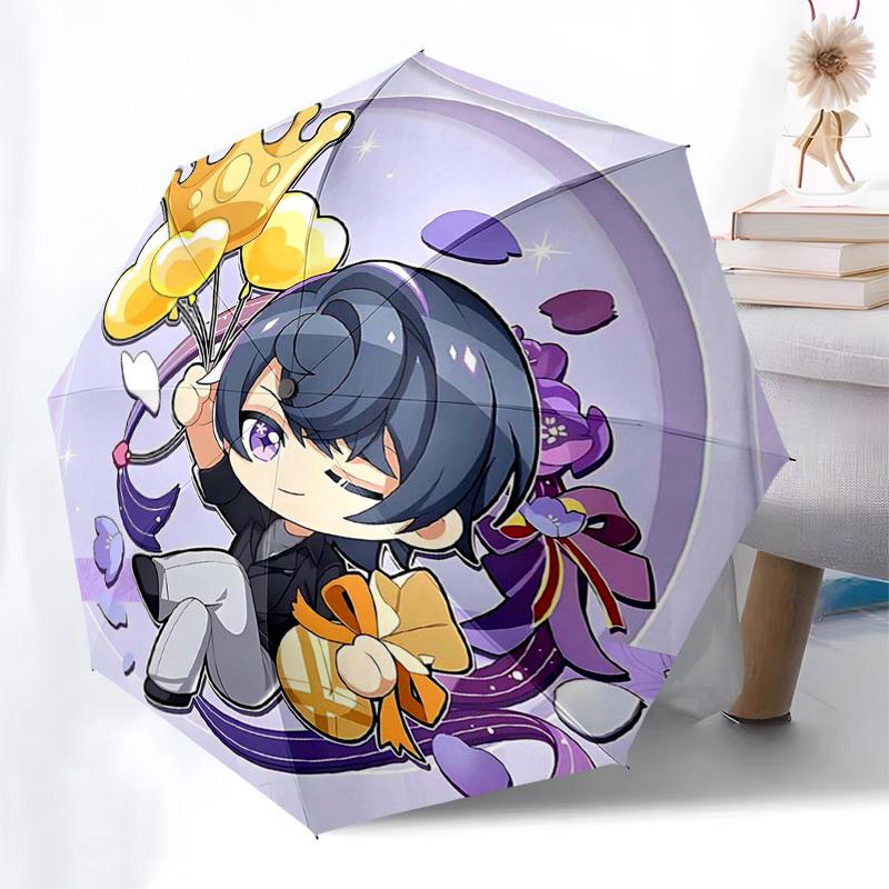 1pc Outdoor Umbrella with Cute Anime Character Design - Automatic Opening/Closing, Portable 3-Fold Design, 8-Rib Iron Frame - Perfect Gift for Fa