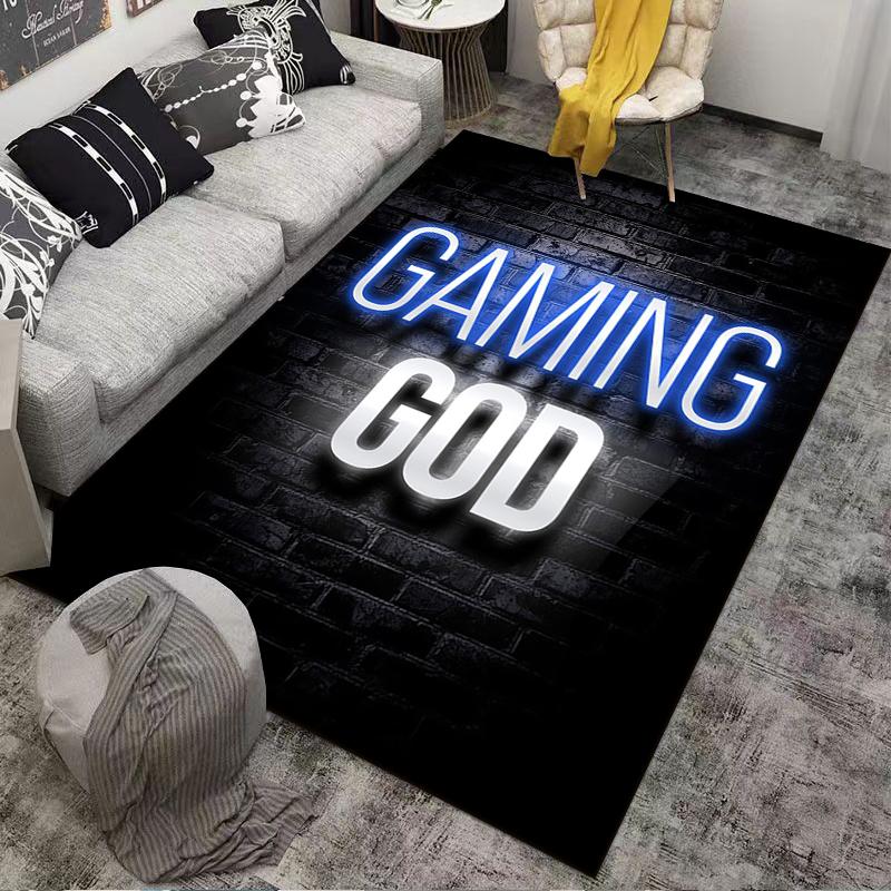 Gaming God Print Carpet with Modern Brick Wall Background Pattern Suitable for Use As an Anti-slip for Living Room Bedroom Sofas