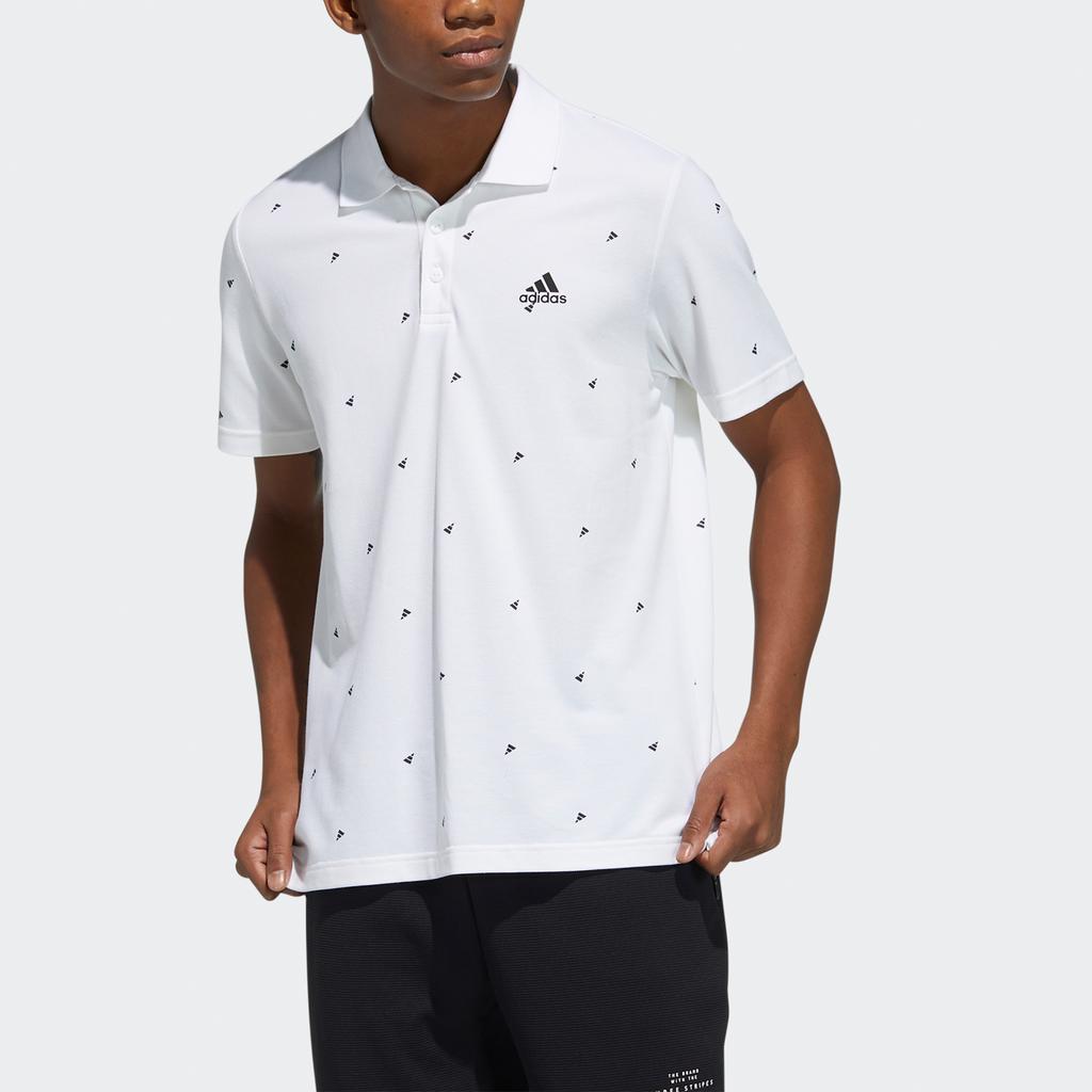 adidas Aop Logo Print Trainings-Polohemd Herren Oberteile Weiß GP0998
