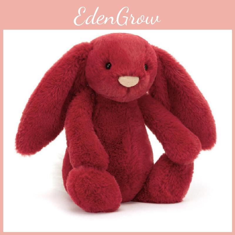 Jellycat Red Bonnie Bunny Plush Toy With Short Fur For Kids And Collectors