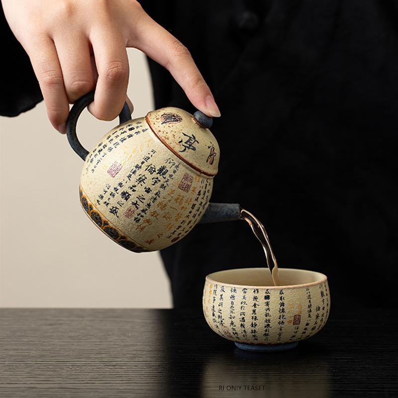 Chinese Antique Ceramic Teapots Handmade Tea Pot Ball Hole Filter Beauty Kettle Travel Portable Teaware Tea Ceremony Gifts 120ml