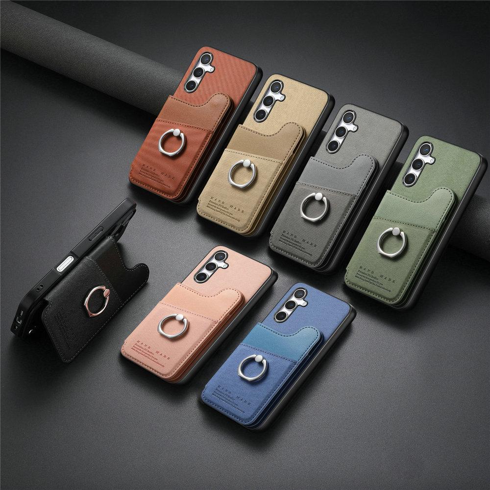 Wallet Double Button Magnet Leather RFID Card Case for Samsung Galaxy A56 A36 A26 A16 A06 A07 A57 A 16 56 A17 5G Flip Back Cover
