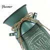 American Pastoral Style Decor Vintage Metal Milk Can Vase, Farmhouse Iron Flower Bucket with Handles & Jute Handmade Hemp Rope Ornament Bow,