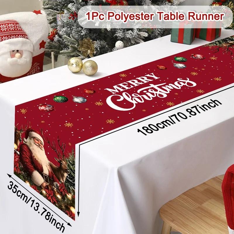 2025 Merry Christmas Santa Table Runner - Kitchen Dining Table Decor | Navidad Home Winter Holiday Gift