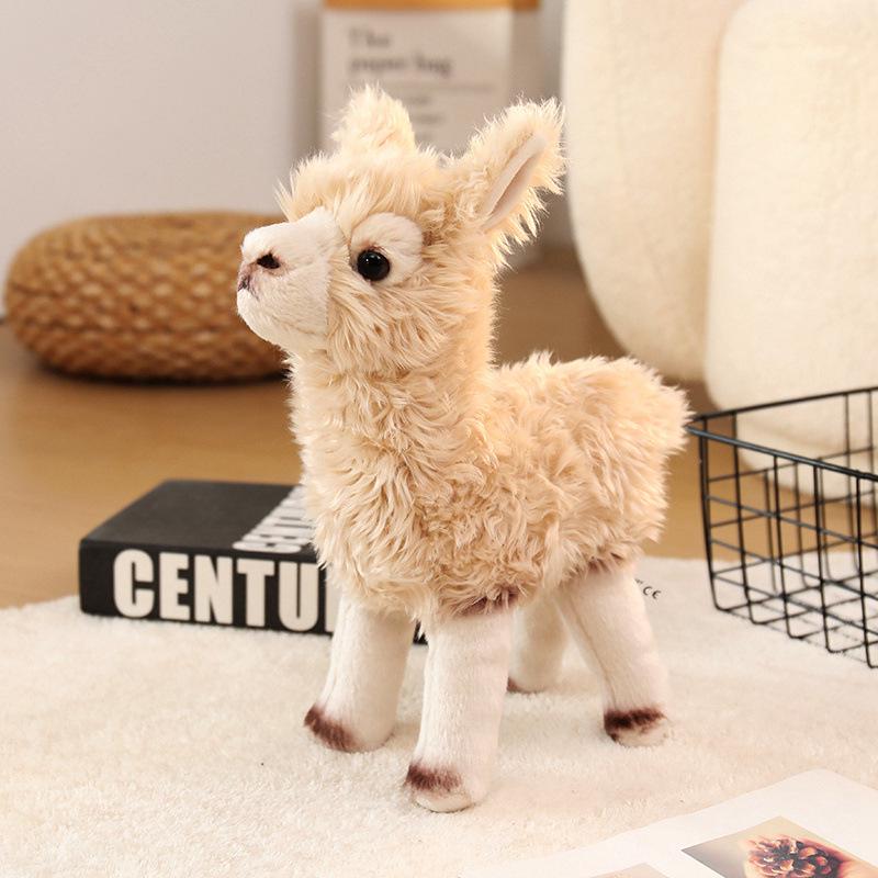 Adorable Alpaca Plush Toy - Soft Standing Lamb Figurine for Women Small Alpaca