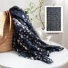 100% mulberry silk long  high-grade navy blue small floral silk scarf shawl sunscreen