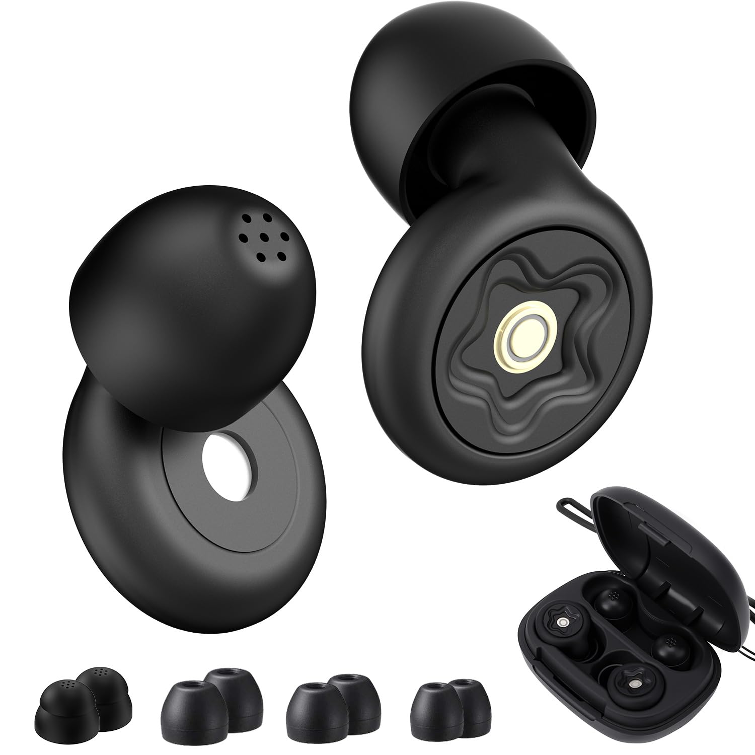 

Сон 45 дБ Шумоизоляция Звукоизоляция для Лучшего Слуха Силиконовые Моющиеся и Чехол для Хранения Черные Беруши, Против Храпа, Снижение, Подавление, Сон,