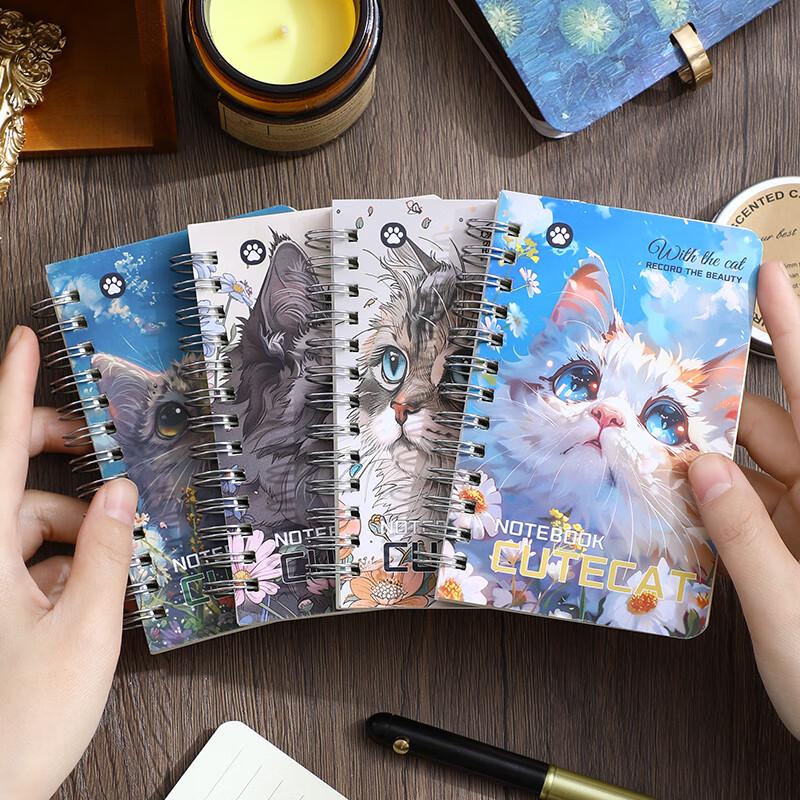 Cute Cat A7 Mini Coil Notebooks (4-Pack)