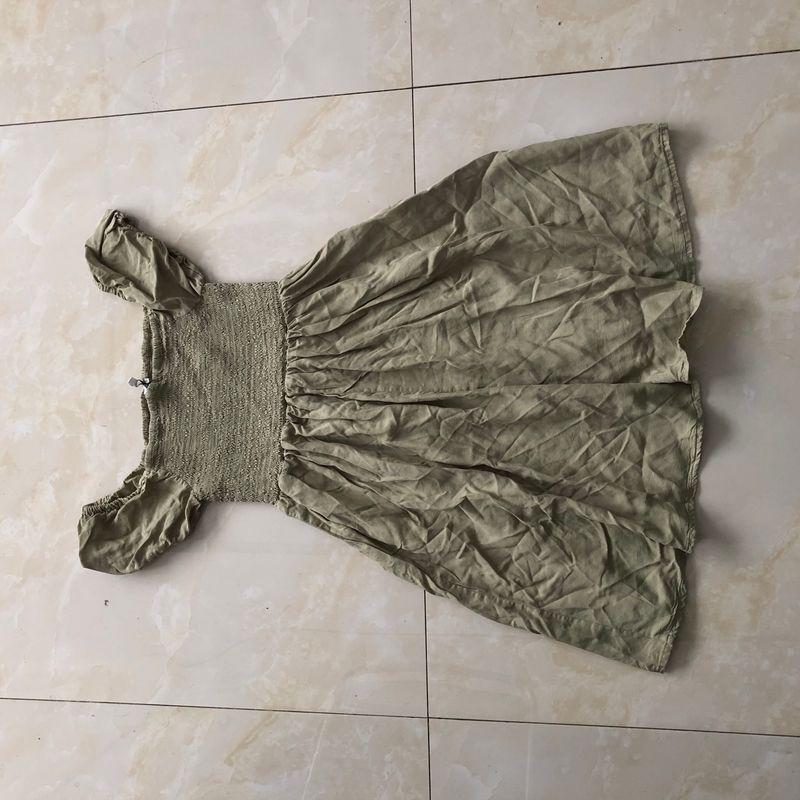 

Тенсель Платье Лето Новое Внешняя Торговля Женская одежда с открытыми плечами Пуловер Короткий рукав Плиссировка Пэчворк Платье 31795 Bean Green C- 3-29-4 M