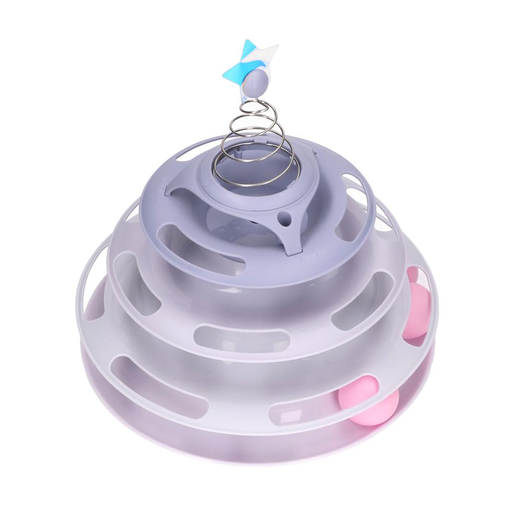 Cat Turntable Toy Relieve Boredom Interactive 4 Level Turntable Cat Toy Balls with Spring Star for Kitten Supplies