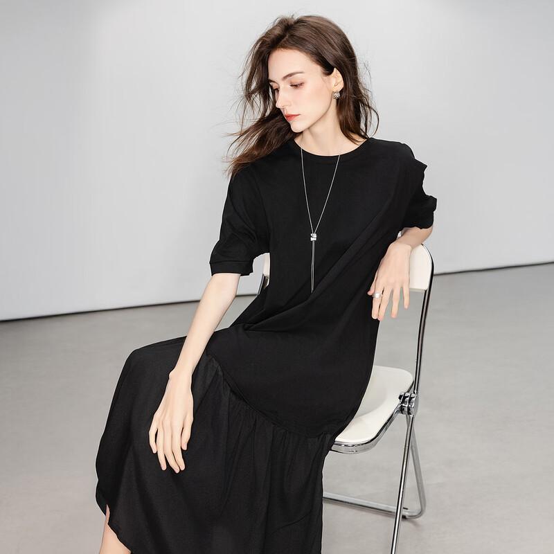 Demana Women s Ruffle Hem 100% Cotton Knit T-Shirt Dress M