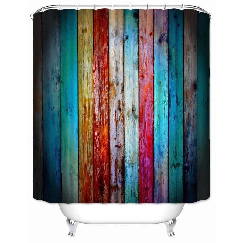 

Rustic Shower Curtain Vintage Vertical Wood Planks Distressed Rustic Hardwood Design Fabric Bathroom Curtains Decor With Hooks W60H190(CM)-1 Pcs