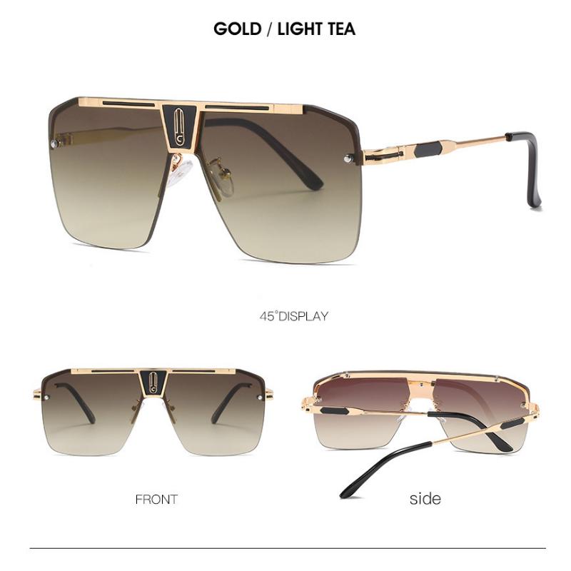 Vintage Brand Design Oversized Rimless SunUV Protection Glasses Men and Women Classic Style Gradient Square Sun UV Protection Glasses Trendy for Fe