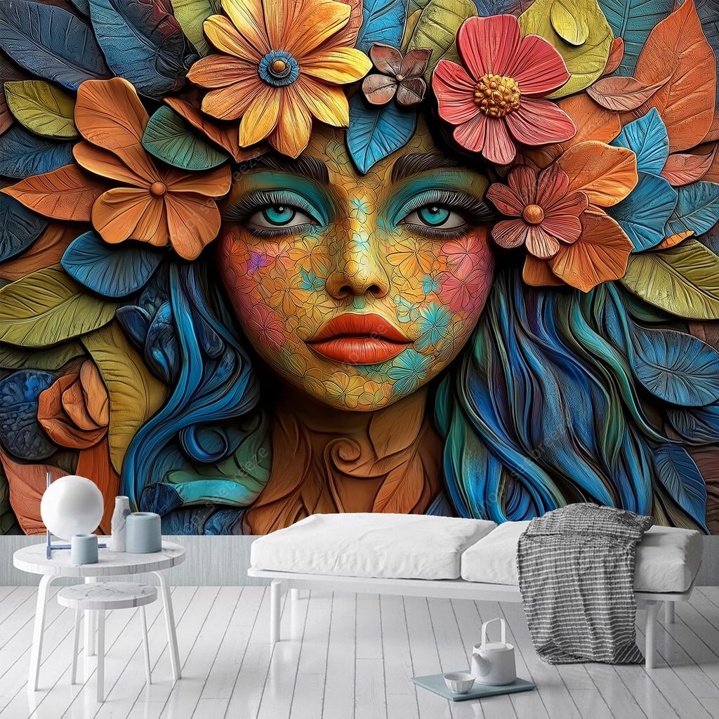 Luxury Vibrant Floral Tapestry Wall Art Intricate Design Stunning Colors Home Decor for Living Room Bedroom Office Elegant Decor