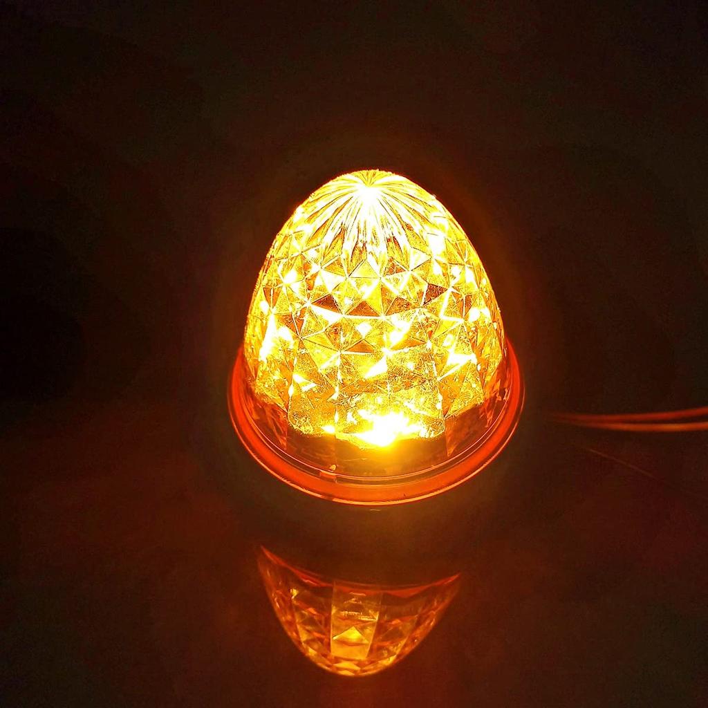 Customize 24V Truck LED Side Marker Lamps with Crystal 16 Universal Cutout, LEDs, Fit, Yellow/Red/White/Amber (10 LEDs, Orange)