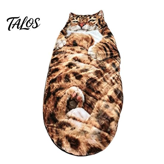Adults Sleeping Bag Plush Cat Envelope Bag, Winter Slumber for Men Women, Durable Animal Nap Mat Sack Home Travel Comfortable
