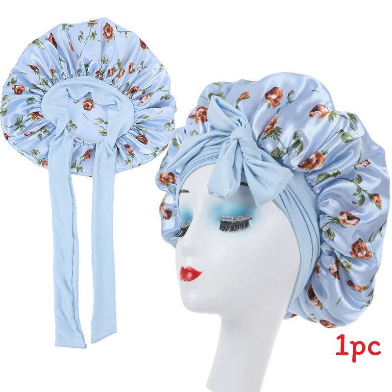 Satin Hair Hat With Digital Floral Design For Comfort And Style