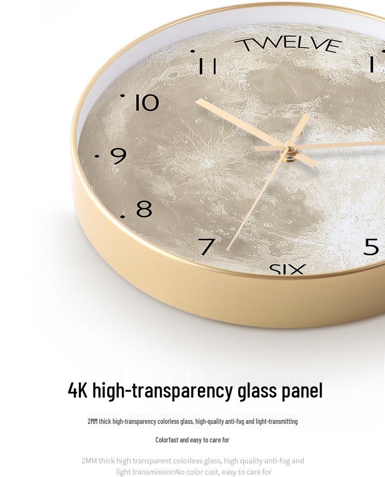 Moonstone Quartz Wall Clock - Silent, Artistic Design with Automatic Time Sync for Living Room