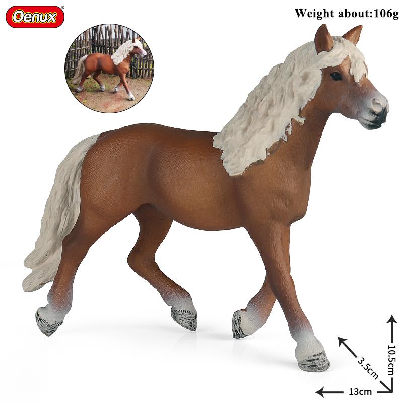 Oenux Farm Animals Steed Foal Clydesdale Arabian Horse Model Action Figures Equestrian PVC Collection Education Kid Toy Gift