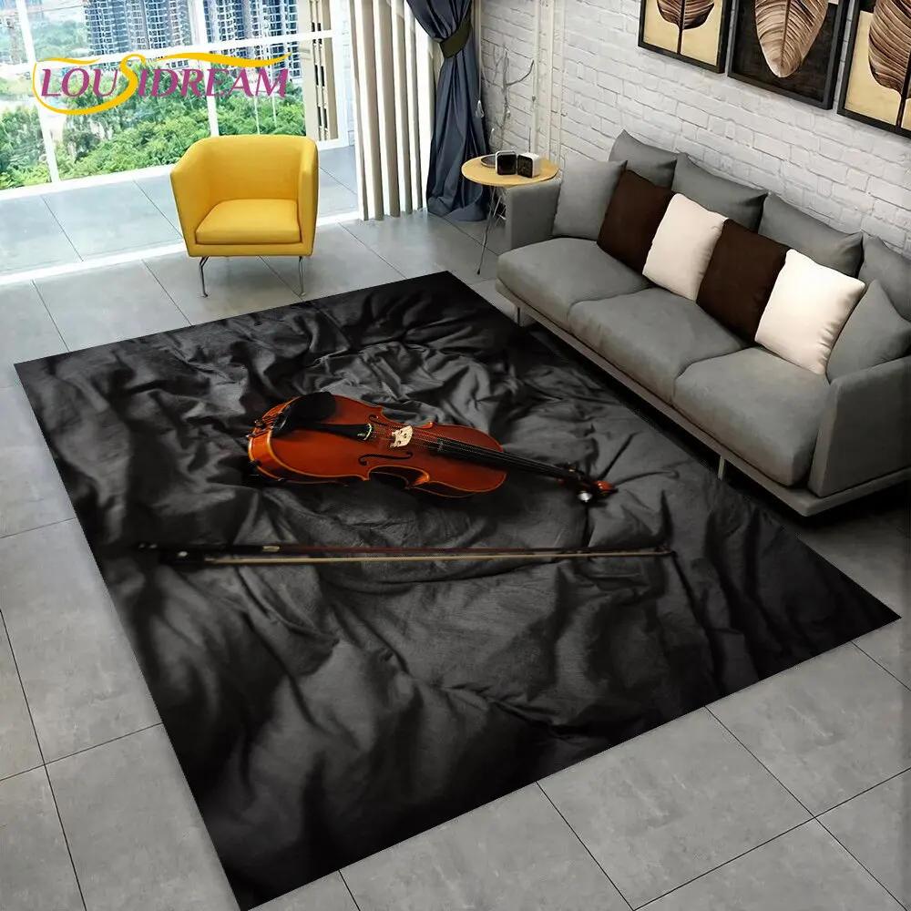 Classical Violin Instrument Music Area Rug,Carpet for Home Living Room Bedroom Sofa Doormat Kitchen Decor,kid Non-slip Floor Mat