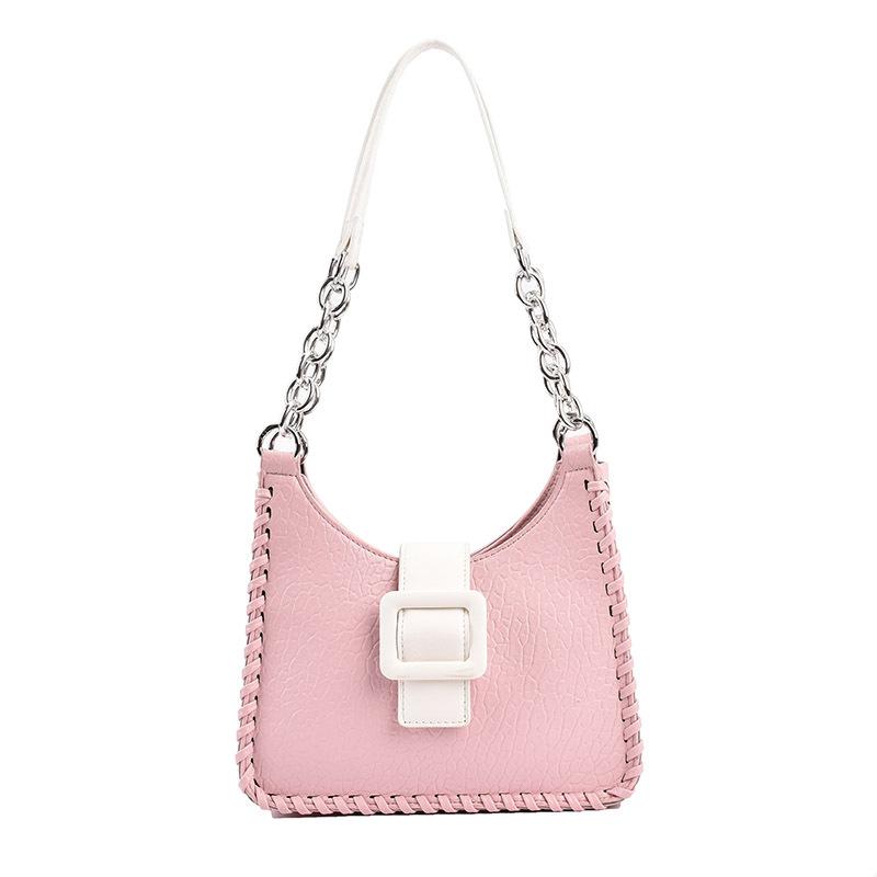 

Contrasting color big bag women s new versatile large-capacity commuter saddle bag tote bag fashionable portable shoulder bag розовый