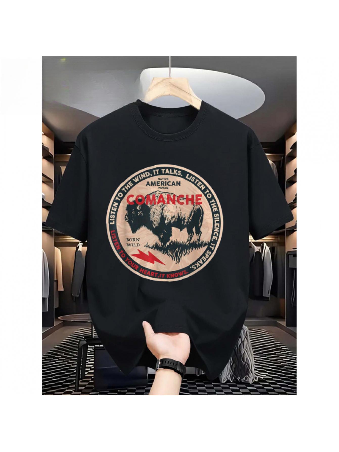 Comanche Native Born Freedom Wild Buffalo T-Shirt for Men & Women - Historical Native Tribe Design XXXL