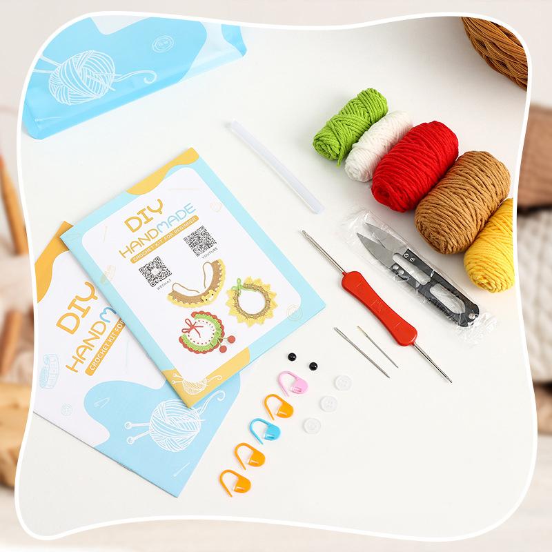 Sunflower lace pet collar hand-made DIY yarn material pack little tiger knitted scarf cherry saliva towel