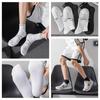 Unisex Medium Tube Cotton Sports Socks for Marathon, Autumn/Winter - White Towel Bottom, Black.