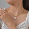 Schmuck Edelstahl Schleifkette Imitation Barockperle Gold Halskette Damen 2124
