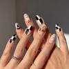 Funny Cute Milk White Checkerboard Niche Manicure European and American Oval Fake Nail Finished Product Wearing Nail Mixed Batch