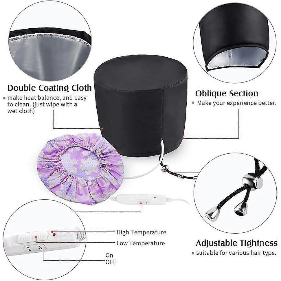 Hair Cap Treatment Steamer - Deep Conditioning Thermal Heat Caps Electric for Afro Hair Hot Care Hat Home Spa with 2 Mod 2024 Gift SZRH
