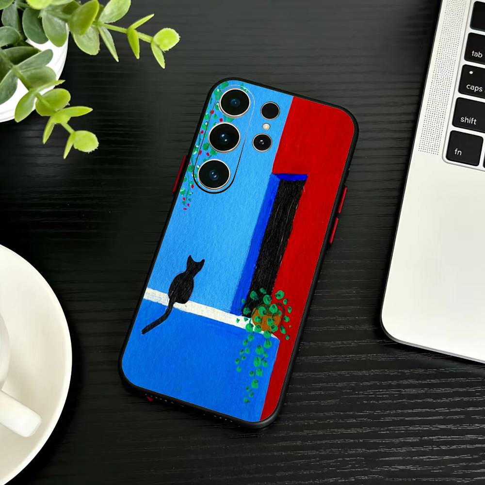 Cute Cat Funny Phone Case For Samsung S26,S25,S24,S23,S22,S21,S20,Ultra,Plus,FE Black Soft Cover