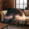 Tree of Life Nordic Mythology Yggdrasil Nature Cartoon Flannel Blanket Soft Throw Blanket for Bedroom Living Room Bed Travel Kid