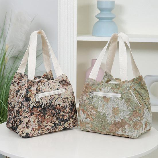 Waterproof Lunch Bag Stylish Floral Lunch Tote Portable Lunch Box Carrier for Women Commuting Picnic Camping