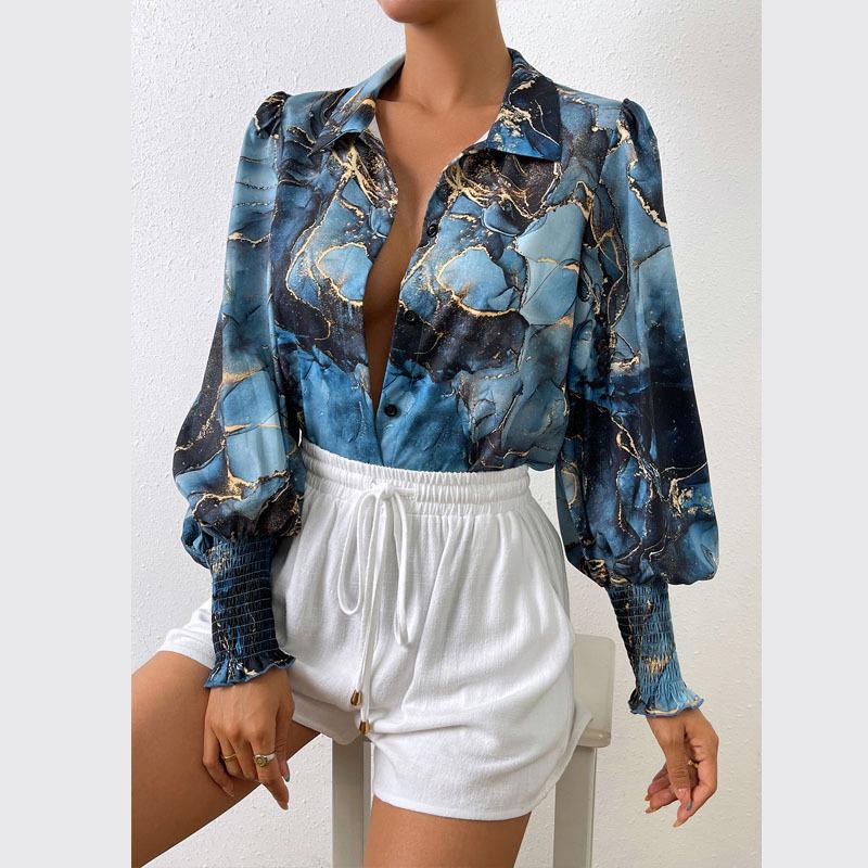Women's Long-Sleeve Printed Shirt - European & American Autumn Style