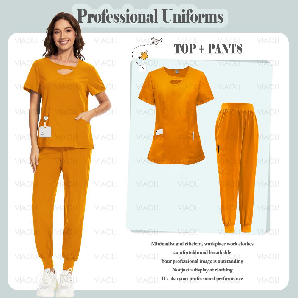 Multicolour Jogger Suit Doctor Nursing Uniform Pocket Top Pants Nurse Scrub Set Medical Clinical Clothes Surgical Uniforms Woman