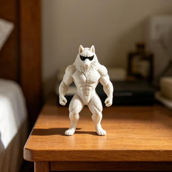 3D Printed Wolf Collectible Figurine Funny Cool Sunglasses Wolf Statue Novelty Animal Sculpture for Office Desktop Shelf Decor