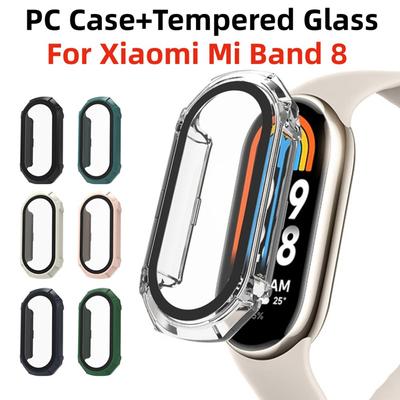 2ni1 PC Case Glass For Xiaomi Mi Band 8 Smart Watchband Bumper Protective Cover for Xiaomi Smart Band 4 5 6 7 8 Miband 8 NFC Watch Accessories