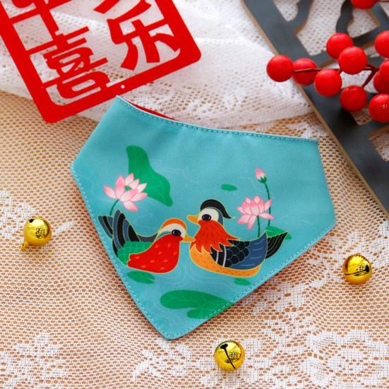 Small Dogs Cats Bibs Exquisite Pattern Bright Color Super Soft Wear Resistant Chinese Style Pet Accessories Bandanas Scarf