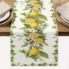 Summer Lemon Flowers Printed Linen Table Runner Holiday Party Decor Washable Farmhouse Kitchen Dining Table Runners Home Decor