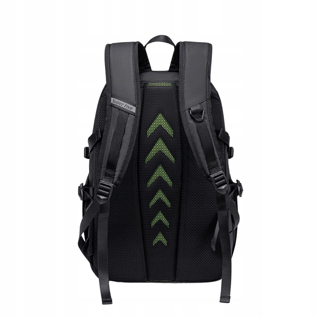 Czarny plecak miejski młodzieżowy, do pracy i podróży, 22 l, na laptopa 15,6", wodoodporny. super five fb700 black.