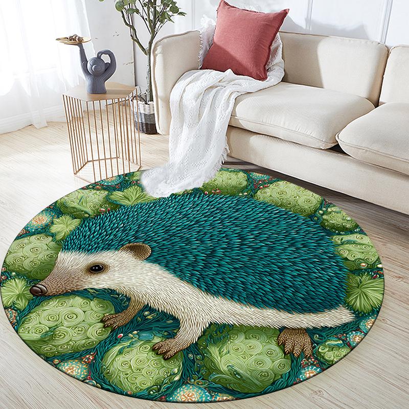 

Hedgehog pattern round rug,Carpet Rug for Living Room Bedroom Sofa Playroom Decor,Non-slip Floor Mat,Holiday Gifts and Birthday Gifts 80cmx80cm